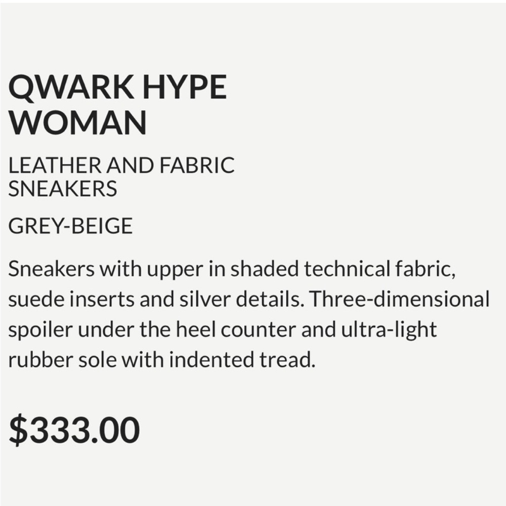 NWT VOILE BLANCHE QWARK HYPE WOMAN Leather and Fabric Sneakers in Grey-Beige - Picture 5 of 15